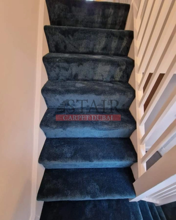 A close up view of Black Velvet Carpet For Your Stairs in Dubai