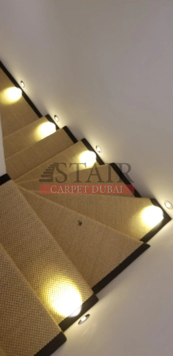 Luxury Sisal Stair Carpet With a black border in Dubai