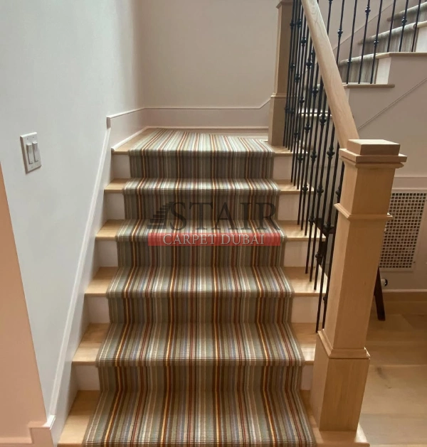 Luxury Stripped Stair Runner Carpet In Khalifa City Appartment