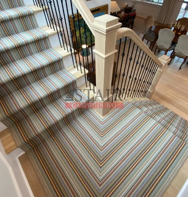 Luxury Stripped Stair Runner Carpet In Khalifa City Appartment
