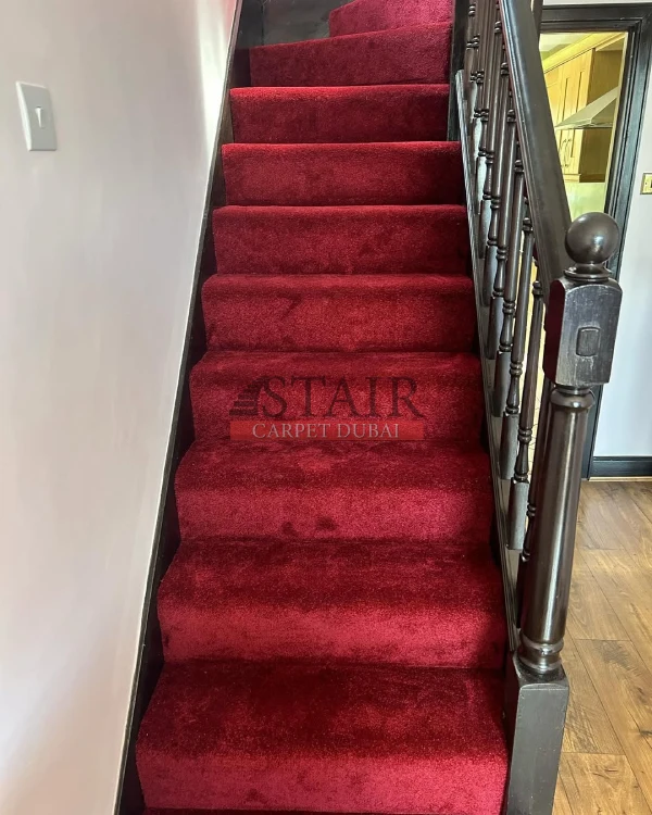Solid Red Color Stair Runner for a Clinic in Meydan Dubai