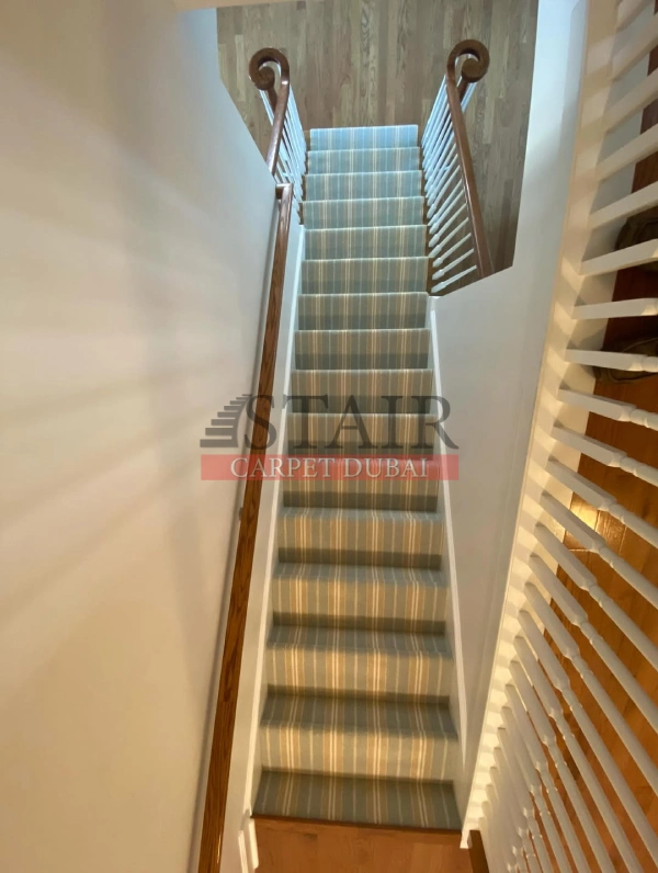 Striped Stair Carpet Installation in Jebel Ali Free Zone, Dubai