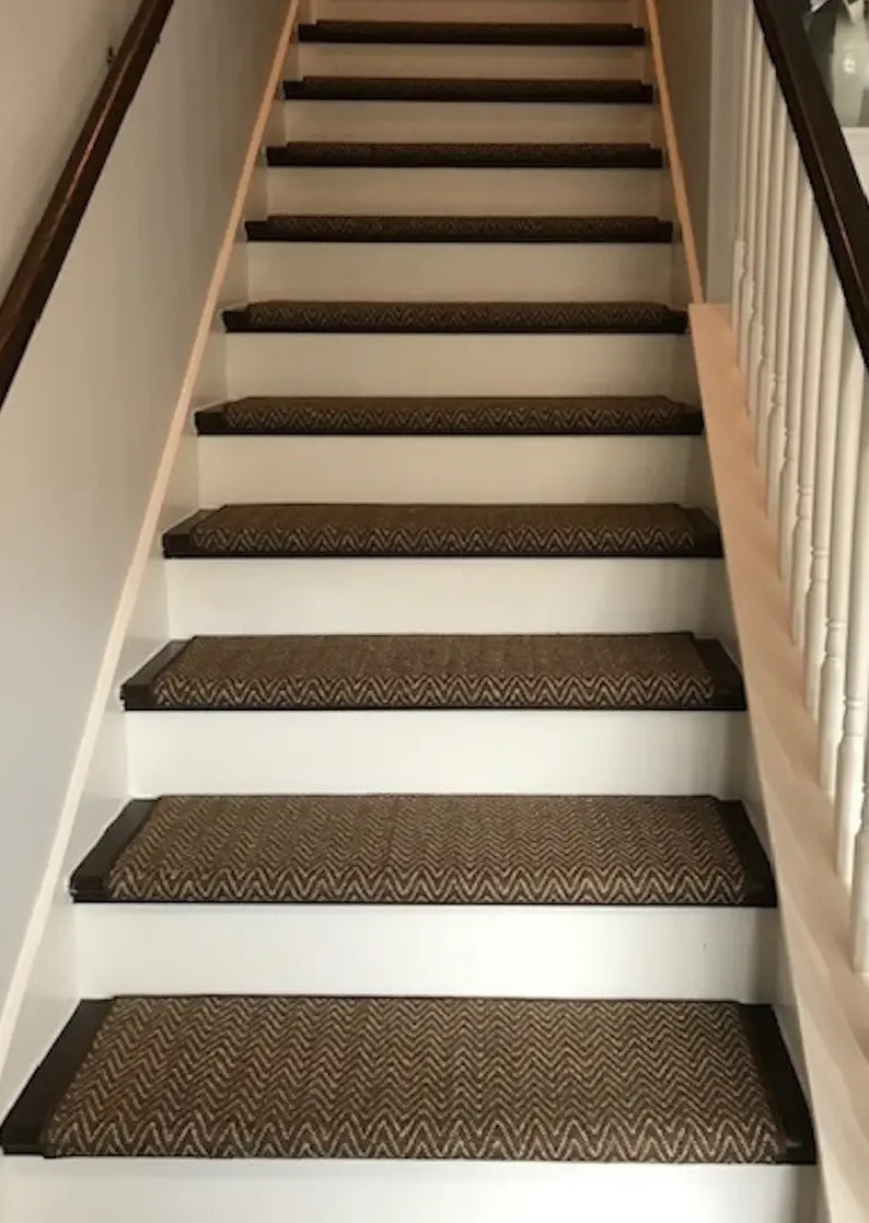 Soft brown wool treads stair carpet