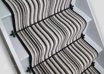 black and white striped anti-slip carpet runner for luxury Dubai villas.