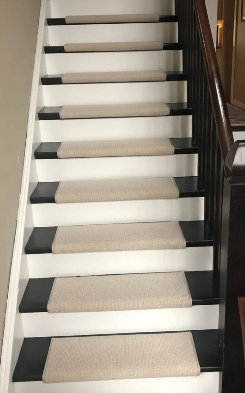 Beige polyester stair treads