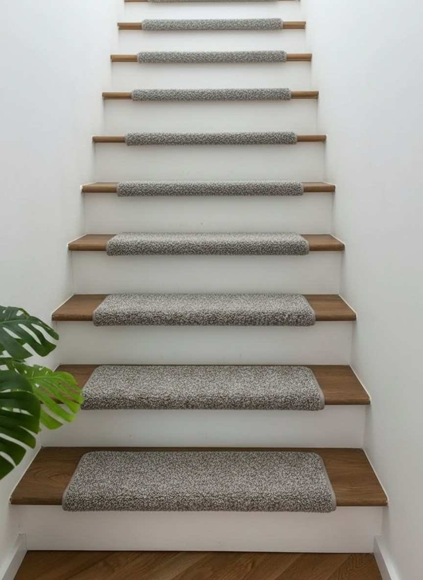 Cream wool stair treads