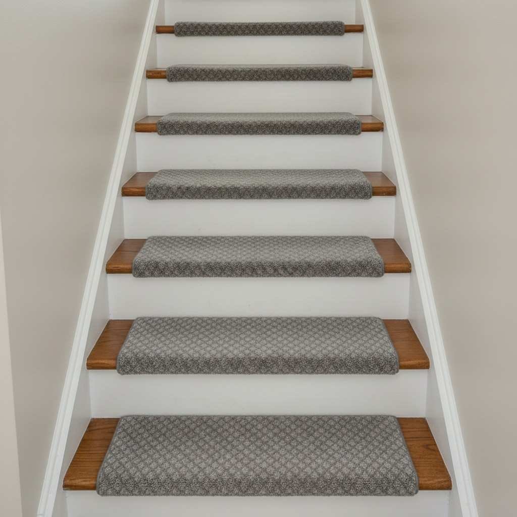 Dark grey nylon treads stair carpet